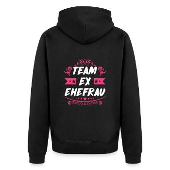 Ex Frau Scheidungsparty Glücklich Geschieden Team - Unisex Premium Bio Zip Hoodie - Schwarz - Hinten - Nico (187cm)