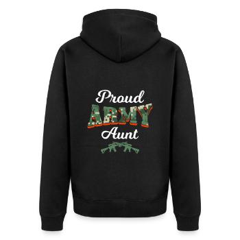 Stolze Tante Army Soldaten Militär Fan Aunties - Unisex Premium Bio Zip Hoodie - Schwarz - Hinten - Nico (187cm)