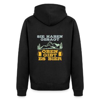 Hiker Beer Fan At the top there is beer Mountain Fan Mountains - Unisex Premium Organic Zip Hoodie - black - Back - Nico (187cm)