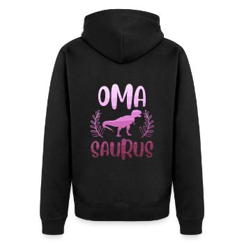 Omasaurus Muttertag Grandma Mama Tag Oma - Unisex Premium Bio Zip Hoodie - Schwarz - Hinten - Nico (187cm)