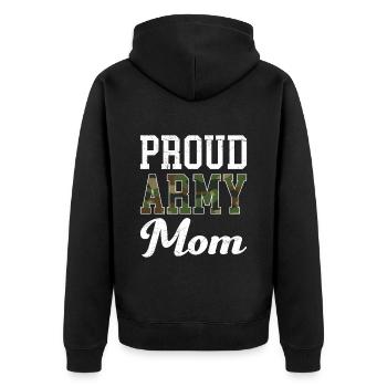Stolze Mama Army Militär Mutter Soldaten - Unisex Premium Bio Zip Hoodie - Schwarz - Hinten - Nico (187cm)