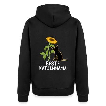 Beste Katzenmama I love Cats Katzenhalter - Unisex Premium Bio Zip Hoodie - Schwarz - Hinten - Nico (187cm)