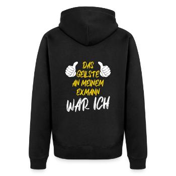 Scheidungsparty Finally Divorced Ehe Scheidung - Unisex Premium Bio Zip Hoodie - Schwarz - Hinten - Nico (187cm)
