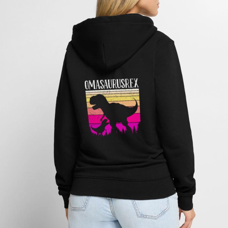 Omasaurus Muttertag Großmutter Dinosaurier Unisex Premium Bio Zip Hoodie
