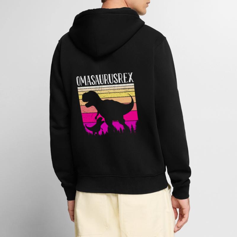 Omasaurus Muttertag Großmutter Dinosaurier Unisex Premium Bio Zip Hoodie