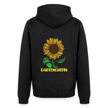 Garten Chefin Sonnenblumen Gartenfreundin Blumen - Unisex Premium Bio Zip Hoodie - Schwarz - Hinten - Nico (187cm)