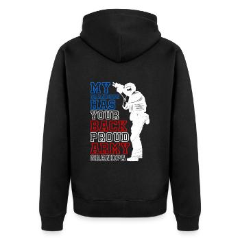 Grandma Militär Fan Soldaten stolze Oma Amerika - Unisex Premium Bio Zip Hoodie - Schwarz - Hinten - Nico (187cm)