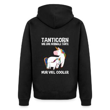 Einhorn cool Muttertag Tanten Einhörner - Unisex Premium Bio Zip Hoodie - Schwarz - Hinten - Nico (187cm)