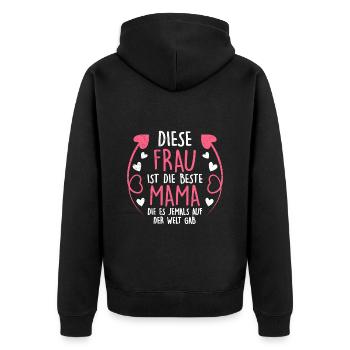 Die Beste Mama der Welt weltbeste Mama Muttertag - Unisex Premium Bio Zip Hoodie - Schwarz - Hinten - Nico (187cm)