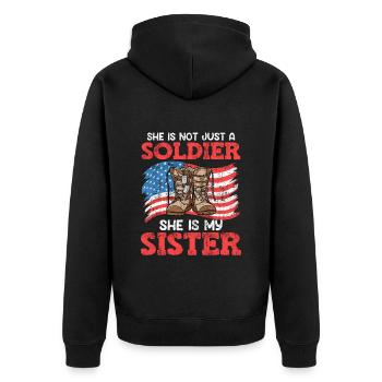 Proud Brother Air Force Soldier Army Fan - Unisex Premium Organic Zip Hoodie - black - Back - Nico (187cm)