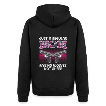 Militär Fan Patrioten Mama Soldaten USA Amerika - Unisex Premium Bio Zip Hoodie - Schwarz - Hinten - Nico (187cm)