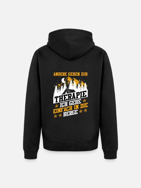 Andere gehen zur Therapie Ich geh in die Berge - Unisex Premium Bio Zip Hoodie - Schwarz