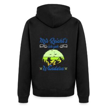 Mir reichts ich geh wandern Bergfan - Unisex Premium Bio Zip Hoodie - Schwarz - Hinten - Nico (187cm)