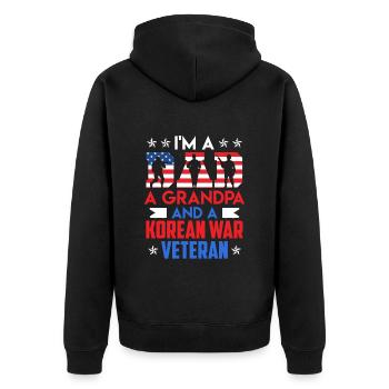 Veteranen Grandpa Dad Soldat Amerika Militär Fan - Unisex Premium Bio Zip Hoodie - Schwarz - Hinten - Nico (187cm)