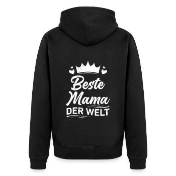 Die Beste Mama der Welt weltbeste Mama Muttertag - Unisex Premium Bio Zip Hoodie - Schwarz - Hinten - Nico (187cm)