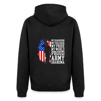 Proud Granny USA Soldiers America Military Patriots - Veste à capuche bio Premium Unisexe - noir - Dos - Nico (187cm)