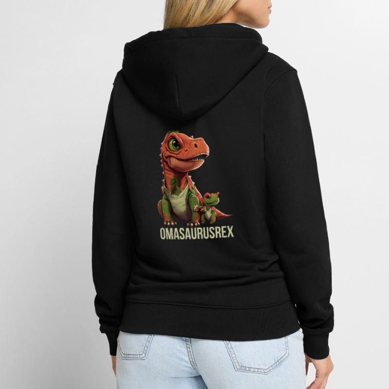 Omasaurus Muttertag Großmutter Dinosaurier Unisex Premium Bio Zip Hoodie