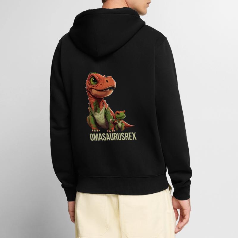 Omasaurus Muttertag Großmutter Dinosaurier Unisex Premium Bio Zip Hoodie