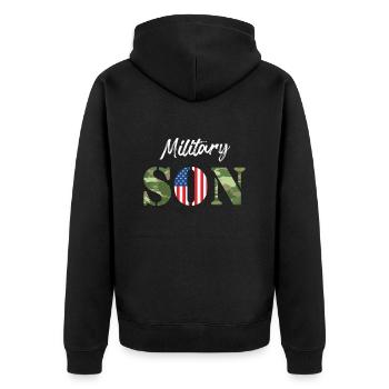 Patriotisme Militaire Fils Soldats Armée Fan USA - Veste à capuche bio Premium Unisexe - noir - Dos - Nico (187cm)