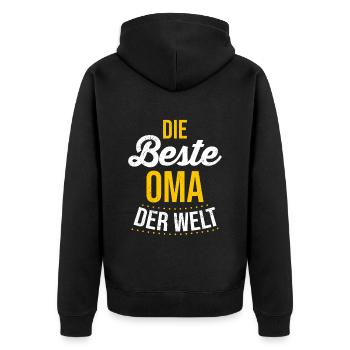 Beste Oma Muttertag weltbeste Oma Großmutter - Unisex Premium Bio Zip Hoodie - Schwarz - Hinten - Nico (187cm)