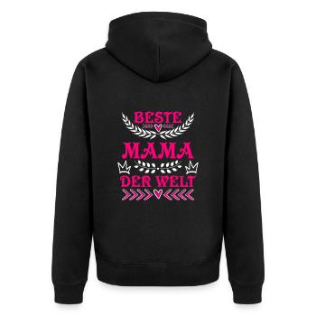 Beste Mama der Welt Muttertag weltbeste Mama - Unisex Premium Bio Zip Hoodie - Schwarz - Hinten - Nico (187cm)