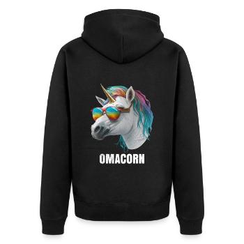 Oma Einhorn Muttertag Fans Grandma Omi - Unisex Premium Bio Zip Hoodie - Schwarz - Hinten - Nico (187cm)