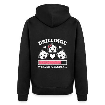 Drillinge werden geladen 2024 Triplets - Unisex Premium Bio Zip Hoodie - Schwarz - Hinten - Nico (187cm)