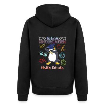 Tschüss Kindergarten Hallo Schule 1. Klasse - Unisex Premium Bio Zip Hoodie - Schwarz - Hinten - Nico (187cm)
