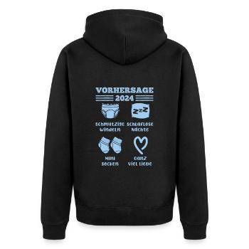 Bald Papa 2024 werdende Mama 2024 Babyparty - Unisex Premium Bio Zip Hoodie - Schwarz - Hinten - Nico (187cm)