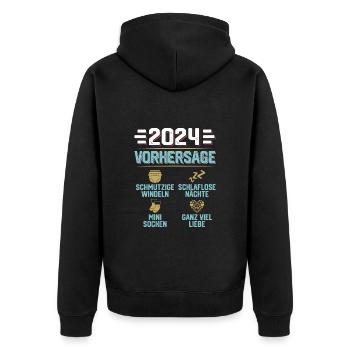 Vorhersage 2024 bald Vater Babyparty 2024 - Unisex Premium Bio Zip Hoodie - Schwarz - Hinten - Nico (187cm)
