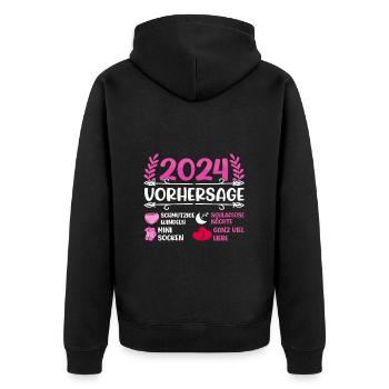 Babyparty Vorhersage 2024 werdende Mama 2024 - Unisex Premium Bio Zip Hoodie - Schwarz - Hinten - Nico (187cm)