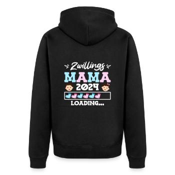 Mama wird geladen 2024 werdende Mama 2024 Baby - Unisex Premium Bio Zip Hoodie - Schwarz - Hinten - Nico (187cm)