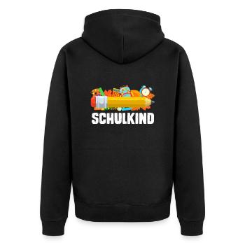 Schulkind Einschulung Grundschule Schule - Unisex Premium Bio Zip Hoodie - Schwarz - Hinten - Nico (187cm)