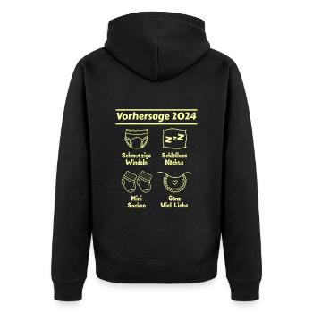 Bald Papa 2024 werdende Mama 2024 Babyparty - Unisex Premium Bio Zip Hoodie - Schwarz - Hinten - Nico (187cm)