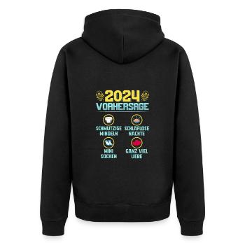 Bald Papa 2024 werdenden Mutter 2024 Baby - Unisex Premium Bio Zip Hoodie - Schwarz - Hinten - Nico (187cm)