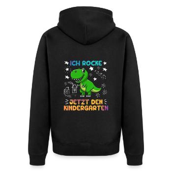 Ich rocke jetzt den Kindergarten Kita - Unisex Premium Bio Zip Hoodie - Schwarz - Hinten - Nico (187cm)