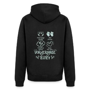 Vorhersage werdende Mama 2024 Baby bald Papa - Unisex Premium Bio Zip Hoodie - Schwarz - Hinten - Nico (187cm)