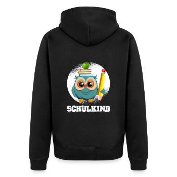 Schulkind Grundschule Einschulung 1. Klasse - Unisex Premium Bio Zip Hoodie - Schwarz - Hinten - Nico (187cm)