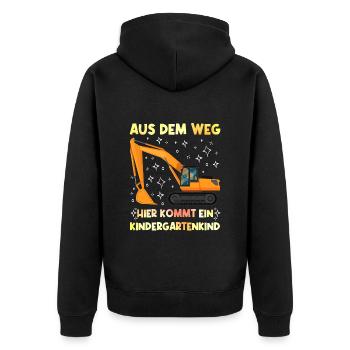 Kita Aus dem Weg Hier kommt ein Kindergartenkind - Unisex Premium Bio Zip Hoodie - Schwarz - Hinten - Nico (187cm)