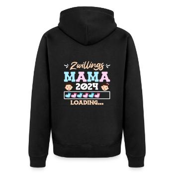 Mama wird geladen 2024 werdende Mama 2024 Baby - Unisex Premium Bio Zip Hoodie - Schwarz - Hinten - Nico (187cm)