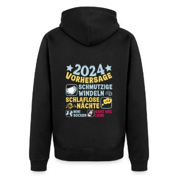 Vorhersage 2024 bald Vater Babyparty 2024 - Unisex Premium Bio Zip Hoodie - Schwarz - Hinten - Nico (187cm)