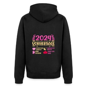Babyparty Vorhersage 2024 werdende Mama 2024 - Unisex Premium Bio Zip Hoodie - Schwarz - Hinten - Nico (187cm)