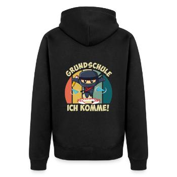 Grundschule Ich komme! Erstklässler Einschulung - Unisex Premium Bio Zip Hoodie - Schwarz - Hinten - Nico (187cm)