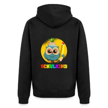Schulkind Grundschule Einschulung 1. Klasse - Unisex Premium Bio Zip Hoodie - Schwarz - Hinten - Nico (187cm)