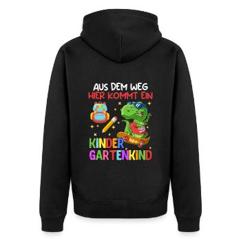 Aus dem Weg hier kommt ein Kinder Gartenkind - Unisex Premium Bio Zip Hoodie - Schwarz - Hinten - Nico (187cm)