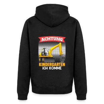 Kindergarten ich komme Kindergartenkinder Kiga - Unisex Premium Bio Zip Hoodie - Schwarz - Hinten - Nico (187cm)