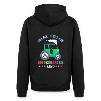 Ich bin jetzt ein Kindergartenkind Kiga Kinder - Unisex Premium Bio Zip Hoodie - Schwarz - Hinten - Nico (187cm)
