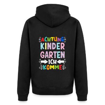 Kindergarten ich komme Kita Kinder - Unisex Premium Bio Zip Hoodie - Schwarz - Hinten - Nico (187cm)