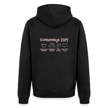 Vorhersage werdende Mama 2024 Baby bald Papa - Unisex Premium Bio Zip Hoodie - Schwarz - Hinten - Nico (187cm)