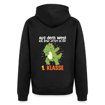 Tschüss Kindergarten Ich rocke jetzt die Schule - Unisex Premium Bio Zip Hoodie - Schwarz - Hinten - Nico (187cm)